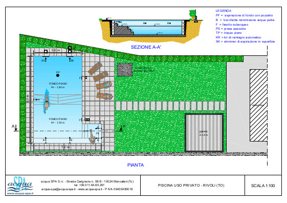 piscina interrata isoblok, forma beach-time, con scala interna,idromassaggio, locale tecnico e sistema di elettrolisi del sale, progetto Acqua SPA®